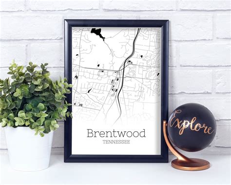 Brentwood Map INSTANT DOWNLOAD Brentwood Tennessee City Map | Etsy