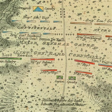 Revolutionary War map of the Battle of Camden in South Carolina on ...