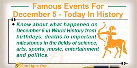 Famous Events For December 5 - Today In History - SunSigns.Org