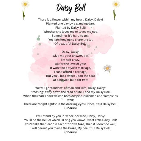 Daisy Bell (Bicycle Built for Two) Lyrics and Video