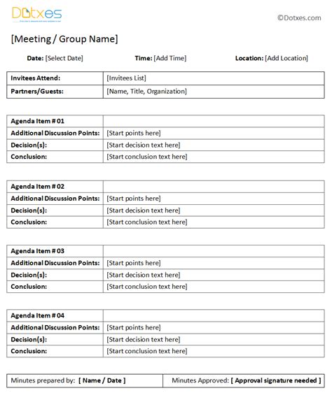 General Meeting Minutes Template - Dotxes