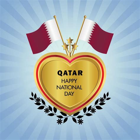 Qatar flag Independence Day with Gold Heart 21432658 Vector Art at Vecteezy