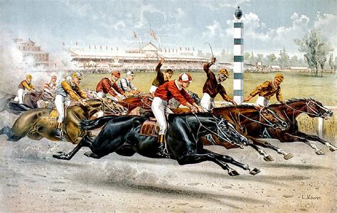 A Hot Race From The Start Vintage Horse Racing Painting by Vintage ...