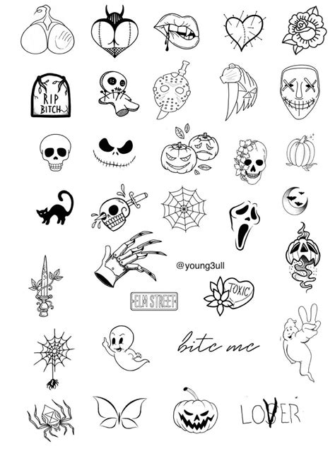 Spooky Season Flash Sheet in 2023 | Cute halloween tattoos, Scary ...