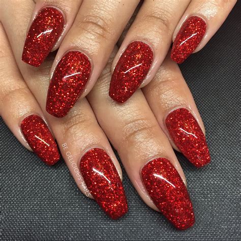 Nails red glitter Christmas Calgel gel | Red nails glitter, Red glitter ...