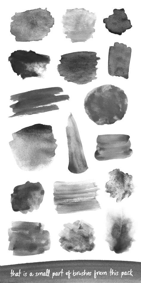 170 Watercolor Brushes Pack for Photoshop on Yellow Images Creative Store