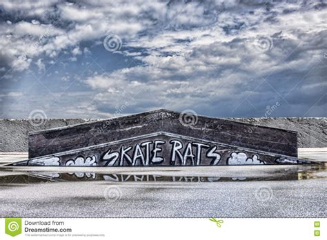 Graffiti in Skatepark Concrete Wall on Sky Background Stock Photo ...