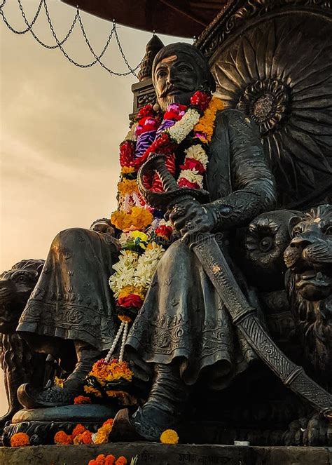 Full Shot of Chatrapati Shivaji Maharaj Statue Located on Raigad Fort ...