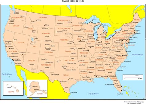 Printable Map United States Major Cities