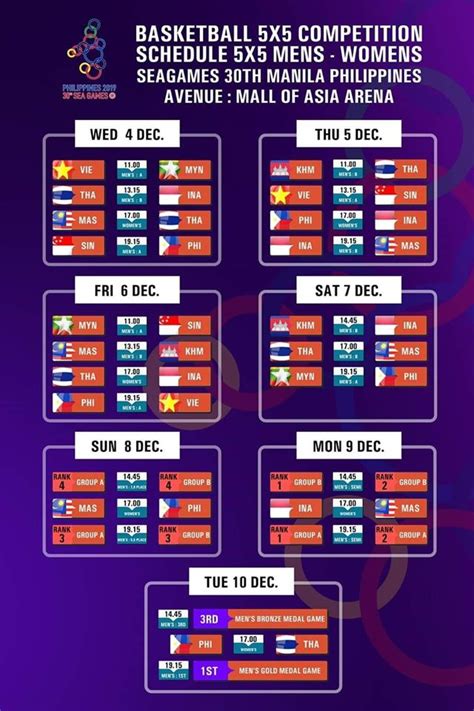 2019 SEA Games Basketball Schedule - Gilas Pilipinas Basketball