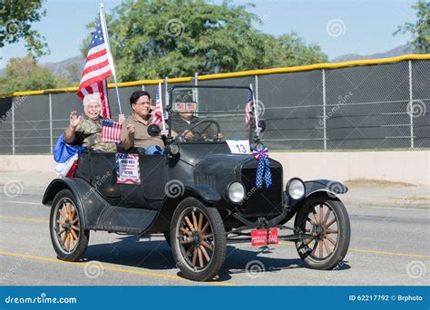 Vintage Car Decorated with American Flags Editorial Photography - Image ...