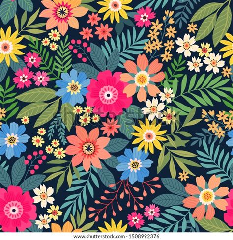 Amazing Seamless Floral Pattern Bright Colorful Stock Vector (Royalty ...