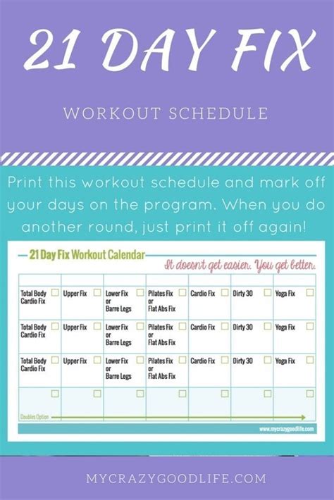 21 Day Fix Workout Schedule : My Crazy Good Life