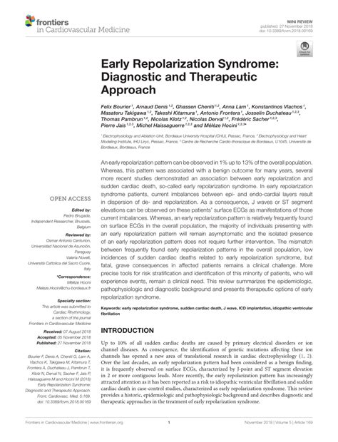 (PDF) Early Repolarization Syndrome: Diagnostic and Therapeutic Approach