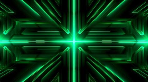 Premium AI Image | Neon dark green led light digital lines scifi background