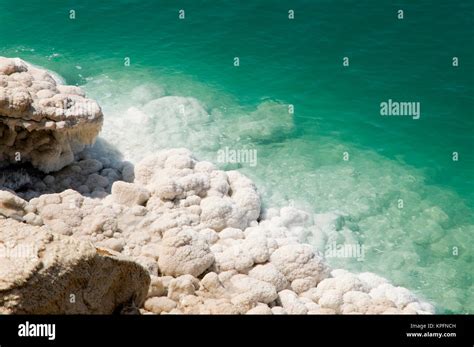 Jordan, Dead Sea, salt on the sea shore Stock Photo - Alamy