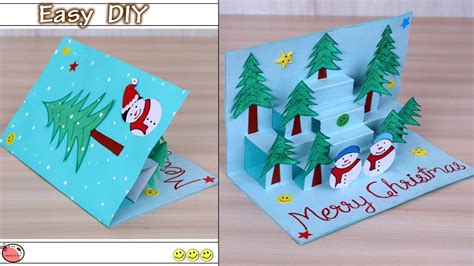 Very Easy ! DIY 3D Christmas Pop Up Card - How to make Christmas tree ...