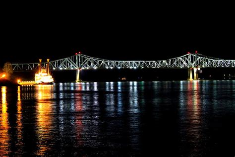 Mississippi River Bridge at Night Photograph by Mary Koval - Pixels