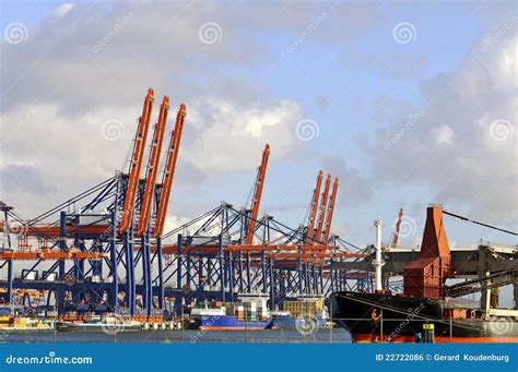 Container Ship in the Port of Rotterdam Stock Photo - Image of heavy ...