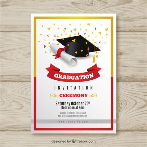 Free Vector | Elegant graduation invitation with realistic design