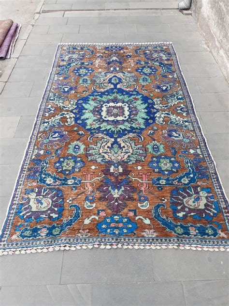 Blue Unique Rug, 5 x 9 ft, Turkish Rug, Accent Rug, Area Rug, Oushak ...