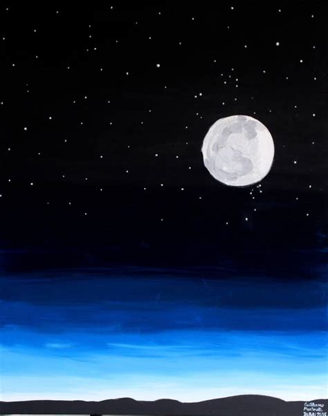 Moon under the stars Painting by Guille Marto | Saatchi Art