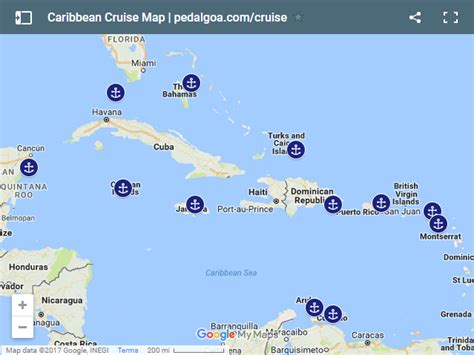 Map of Caribbean cruise ports, Caribbean islands. Activities, vacation ...