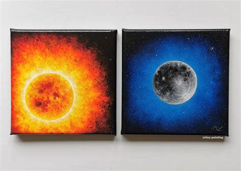 Sun & Moon, two acrylic paintings I recently made! : r/painting