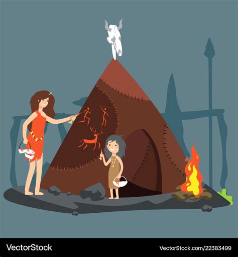 Stone age cartoon neolithic Royalty Free Vector Image