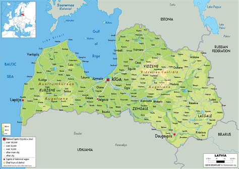 Latvia Map (Physical) - Worldometer