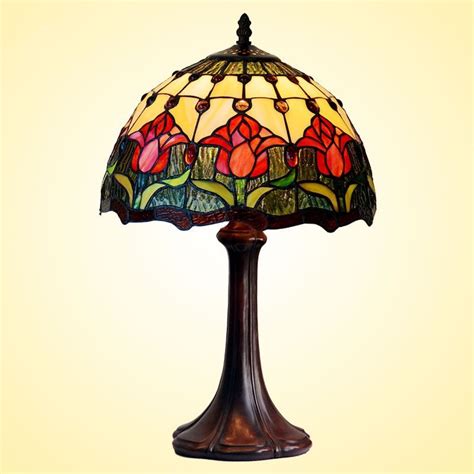 Flowers Tiffany Table Lamps Vintage Stained Glass -Home Decor D12H19 ...