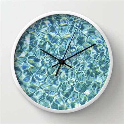 Pool Water Wall Clock Aqua Blue Swimming Pool Clock by NatureCity