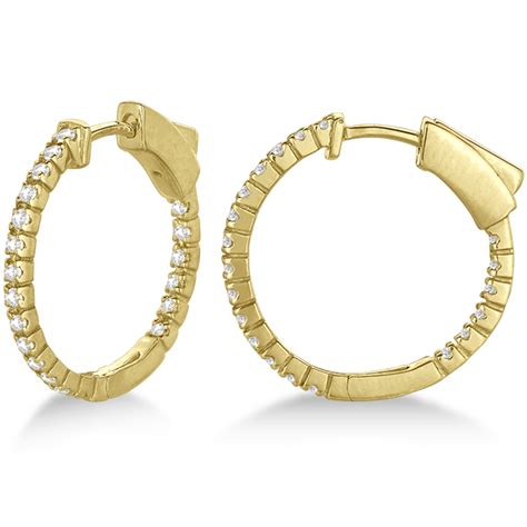 Unique Thin Small Diamond Hoop Earrings 14k Yellow Gold 0.50 ct - IE252