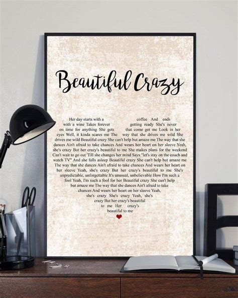 Beautiful Crazy,,Luke Combs Inspired Lyric, Song Lyrics, Wall Art, Song ...