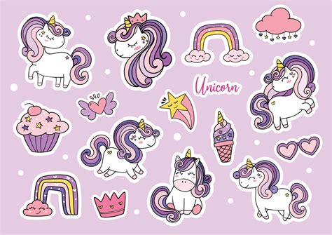 cute purple magical simple unicorn sticker sheet printable 2275691 ...