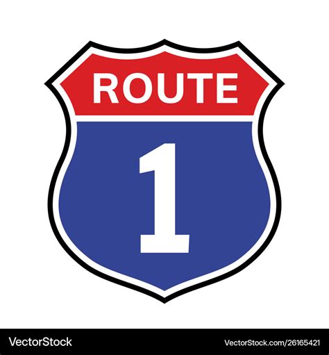 1 route sign icon road highway Royalty Free Vector Image