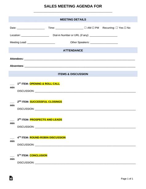 Zoom Meeting Agenda Template