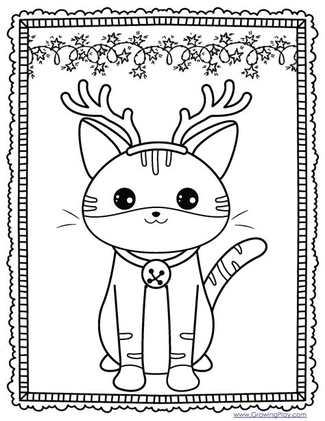 Christmas Cat Coloring Pages PDF - FREE Download - Growing Play