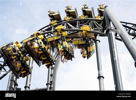 The Smiler rollercoaster theme park ride at Alton Towers Stock Photo ...