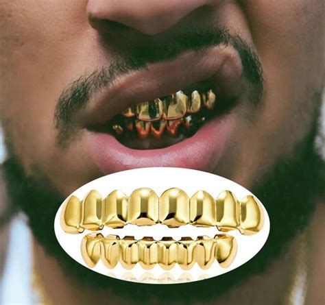 1pcs/2pcs Hot! Unisex 18K Hip Hop Teeth Grillz Set Top Bottom Mouth ...