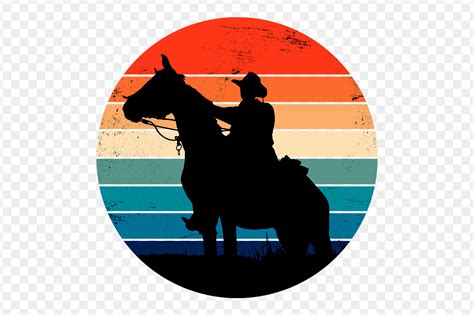 Cowboy Silhouette Retro Sunset Horse Graphic by Topstar · Creative Fabrica