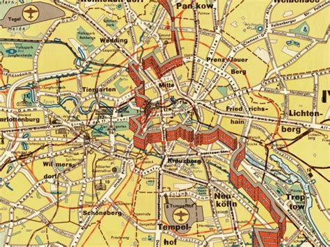 Vintage Map of Berlin Wall 1962