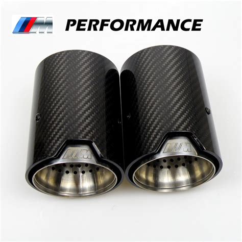 2PCS Real Carbon Fiber Exhaust Pipe Muffler tip For BMW M Performance ...