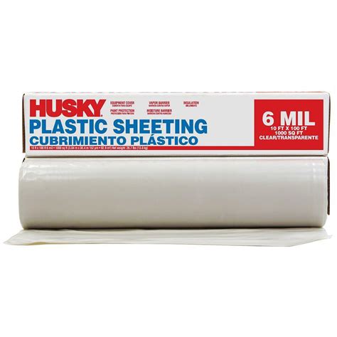 HUSKY 10 ft. x 100 ft. Clear 6 mil Polyethylene Sheeting (56 Rolls ...