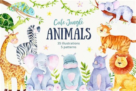 Watercolor Jungle Animals (255565)