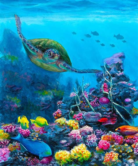 turtle reef painting - Google Search | Sea turtle art, Turtle painting ...