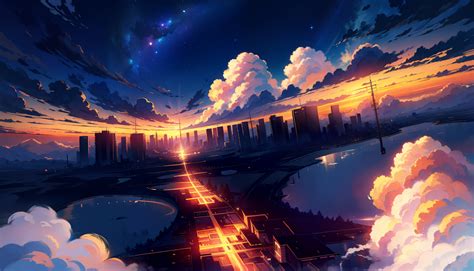 Anime Landscape HD AI City Wallpaper, HD Artist 4K Wallpapers, Images ...