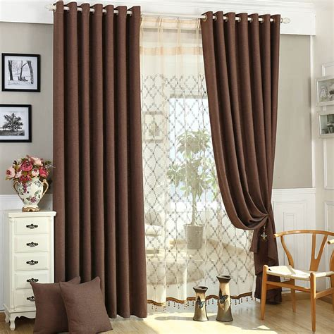 Solid Brown Curtains Grommet Top Drapes for Bedroom Set of 2 Panels ...