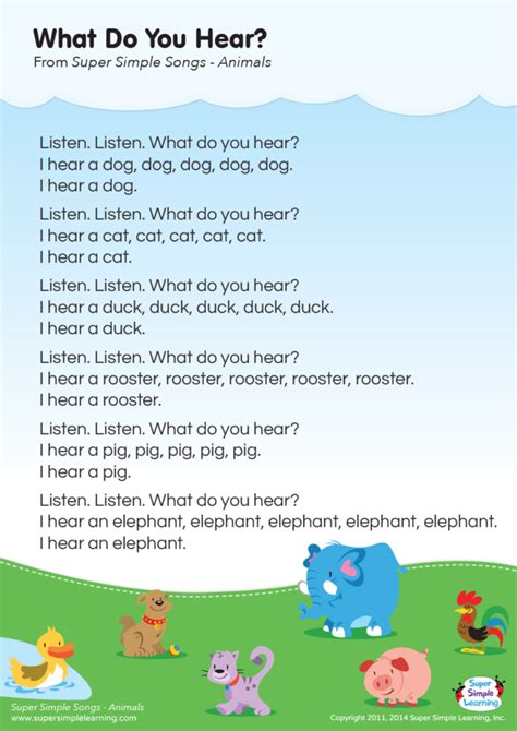 What Do You Hear? Lyrics Poster - Super Simple | Super simple songs ...