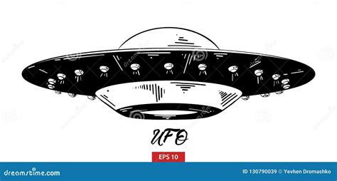 Hand Drawn Sketch Of Ufo In Black Isolated On White Background ...